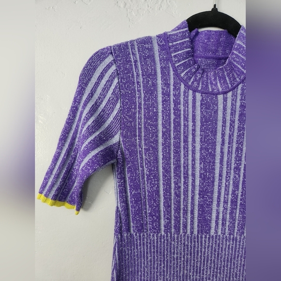 Emilio Pucci Italian Virgin Wool Knit Bodycon Ribbed Shortsleeve Dress Medium - Picture 5 of 8